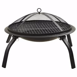 vidaXL 2-in-1 Fire Pit and BBQ with Poker Steel Patio Charcoal Grill Fireplace - Additional view 4