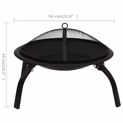 vidaXL 2-in-1 Fire Pit and BBQ with Poker Steel Patio Charcoal Grill Fireplace - Additional view 9