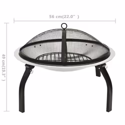 vidaXL 2-in-1 Fire Pit and BBQ with Poker Stainless Steel Fireplace Patio