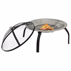 vidaXL 2-in-1 Fire Pit and BBQ with Poker Stainless Steel Fireplace Patio - Additional view 4