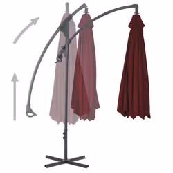 vidaXL Cantilever Garden Parasol with Steel Pole Outdoor Umbrella Wine Red