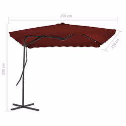 vidaXL Garden Parasol with Steel Pole Sunshade Outdoor Umbrella Bordeaux Red - Additional view 5