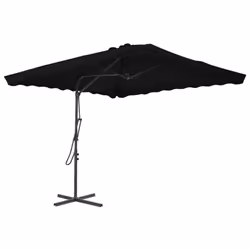 vidaXL Garden Parasol with Steel Pole Sunshade Outdoor Umbrella Canopy Black
