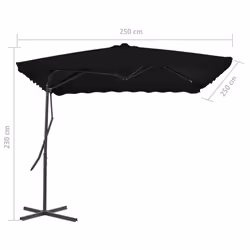 vidaXL Garden Parasol with Steel Pole Sunshade Outdoor Umbrella Canopy Black - Additional view 5