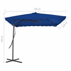 vidaXL Garden Parasol with Steel Pole Sunshade Outdoor Umbrella Canopy Blue - Additional view 5