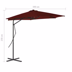vidaXL Garden Parasol with Steel Pole Sunshade Outdoor Umbrella Bordeaux Red - Additional view 6