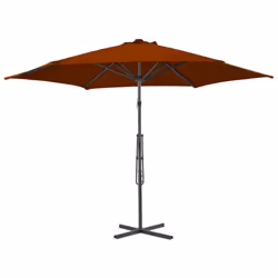 vidaXL Garden Parasol with Steel Pole Sunshade Outdoor Umbrella Terracotta