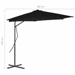 vidaXL Garden Parasol with Steel Pole Sunshade Outdoor Umbrella Canopy Black - Additional view 6