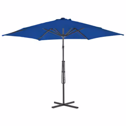 vidaXL Garden Parasol with Steel Pole Sunshade Outdoor Umbrella Canopy Blue