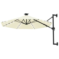 vidaXL Wall-mounted Garden Parasol with LEDs Sunshade Outdoor Umbrella Sand