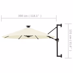 vidaXL Wall-mounted Garden Parasol with LEDs Sunshade Outdoor Umbrella Sand - Additional view 8