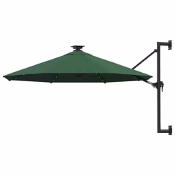 vidaXL Wall-mounted Garden Parasol with LEDs Sunshade Outdoor Umbrella Green