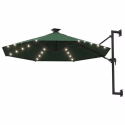 vidaXL Wall-mounted Garden Parasol with LEDs Sunshade Outdoor Umbrella Green