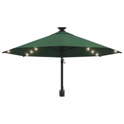 vidaXL Wall-mounted Garden Parasol with LEDs Sunshade Outdoor Umbrella Green - Additional view 4