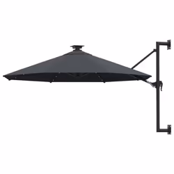 vidaXL Wall-mounted Garden Parasol with LEDs Shade Outdoor Umbrella Anthracite
