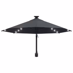 vidaXL Wall-mounted Garden Parasol with LEDs Shade Outdoor Umbrella Anthracite