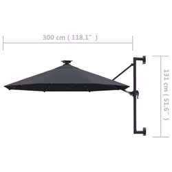 vidaXL Wall-mounted Garden Parasol with LEDs Shade Outdoor Umbrella Anthracite - Additional view 8