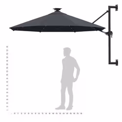 vidaXL Wall-mounted Garden Parasol with LEDs Shade Outdoor Umbrella Anthracite - Additional view 9