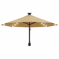vidaXL Wall-mounted Garden Parasol with LEDs Sunshade Outdoor Umbrella Taupe