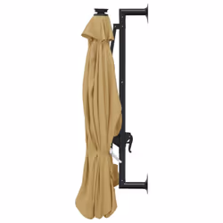 vidaXL Wall-mounted Garden Parasol with LEDs Sunshade Outdoor Umbrella Taupe - Additional view 4