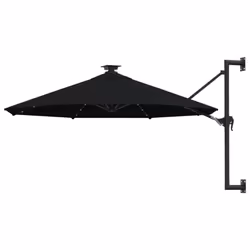 vidaXL Wall-mounted Garden Parasol with LEDs Sunshade Outdoor Umbrella Black