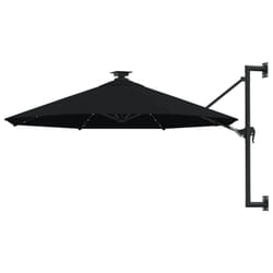 vidaXL Wall-mounted Garden Parasol with LEDs Sunshade Outdoor Umbrella Black