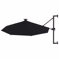 vidaXL Wall-mounted Garden Parasol with LEDs Sunshade Outdoor Umbrella Black - Additional view 4