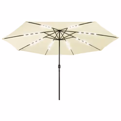 vidaXL Garden Parasol with LED Lights Sunshade Outdoor Umbrella Canopy Sand