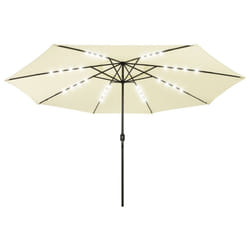 vidaXL Garden Parasol with LED Lights Sunshade Outdoor Umbrella Canopy Sand