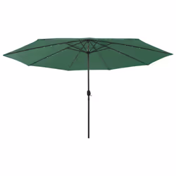 vidaXL Outdoor Parasol with LED Lights and Metal Pole 400 cm Green Sunshade - Additional view 2
