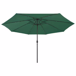 vidaXL Outdoor Parasol with LED Lights and Metal Pole 400 cm Green Sunshade - Additional view 3