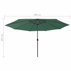 vidaXL Outdoor Parasol with LED Lights and Metal Pole 400 cm Green Sunshade - Additional view 6