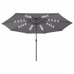 vidaXL Garden Parasol with LED Lights Sunshade Outdoor Umbrella Anthracite