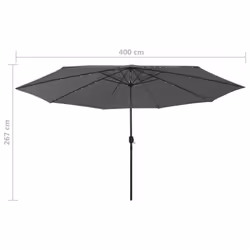 vidaXL Garden Parasol with LED Lights Sunshade Outdoor Umbrella Anthracite - Additional view 6