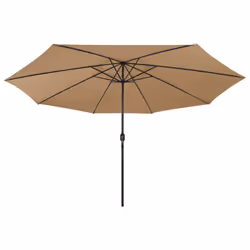 vidaXL Outdoor Parasol with LED Lights and Metal Pole 400 cm Taupe Sunshade - Additional view 3