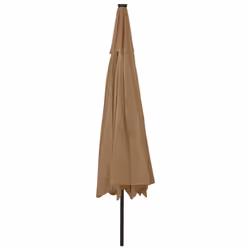 vidaXL Outdoor Parasol with LED Lights and Metal Pole 400 cm Taupe Sunshade - Additional view 4