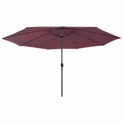 vidaXL Outdoor Parasol with LED Lights and Metal Pole 400 cm Bordeaux Red - Additional view 2