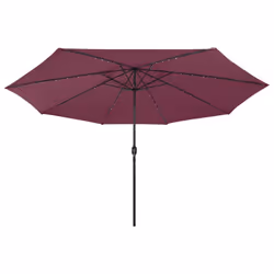 vidaXL Outdoor Parasol with LED Lights and Metal Pole 400 cm Bordeaux Red - Additional view 3