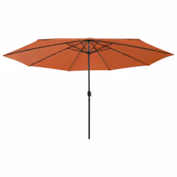 vidaXL Outdoor Parasol with LED Lights and Metal Pole 400 cm Terracotta Canopy - Additional view 2