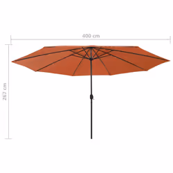 vidaXL Outdoor Parasol with LED Lights and Metal Pole 400 cm Terracotta Canopy - Additional view 6