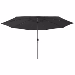 vidaXL Outdoor Parasol with LED Lights and Metal Pole 400 cm Black Sunshade - Additional view 2