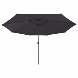 vidaXL Outdoor Parasol with LED Lights and Metal Pole 400 cm Black Sunshade - Additional view 3