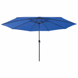 vidaXL Outdoor Parasol with LED Lights and Metal Pole 400 cm Azure Blue Canopy