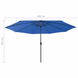 vidaXL Outdoor Parasol with LED Lights and Metal Pole 400 cm Azure Blue Canopy - Additional view 6