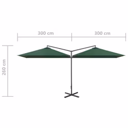 vidaXL Double Garden Parasol with Steel Pole Sunshade Outdoor Umbrella Green - Additional view 3