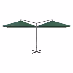 vidaXL Double Garden Parasol with Steel Pole Sunshade Outdoor Umbrella Green - Additional view 4