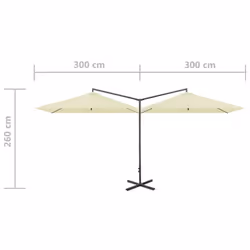 vidaXL Double Garden Parasol with Steel Pole Sunshade Outdoor Umbrella Sand - Additional view 2