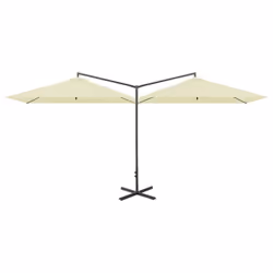 vidaXL Double Garden Parasol with Steel Pole Sunshade Outdoor Umbrella Sand - Additional view 3