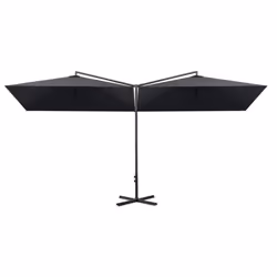 vidaXL Double Garden Parasol with Steel Pole Shade Outdoor Umbrella Anthracite - Additional view 3