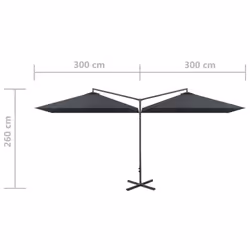 vidaXL Double Garden Parasol with Steel Pole Shade Outdoor Umbrella Anthracite - Additional view 7